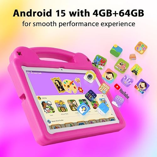 Miniatura 2 de paitanry Tablet Android de 10 pulgadas, Android 15 Kids Tablet, A523 Octa-Core, 8GB+64GB, 1TB expandible, WiFi 6 (2.4G+5G), funda EVA con soporte,