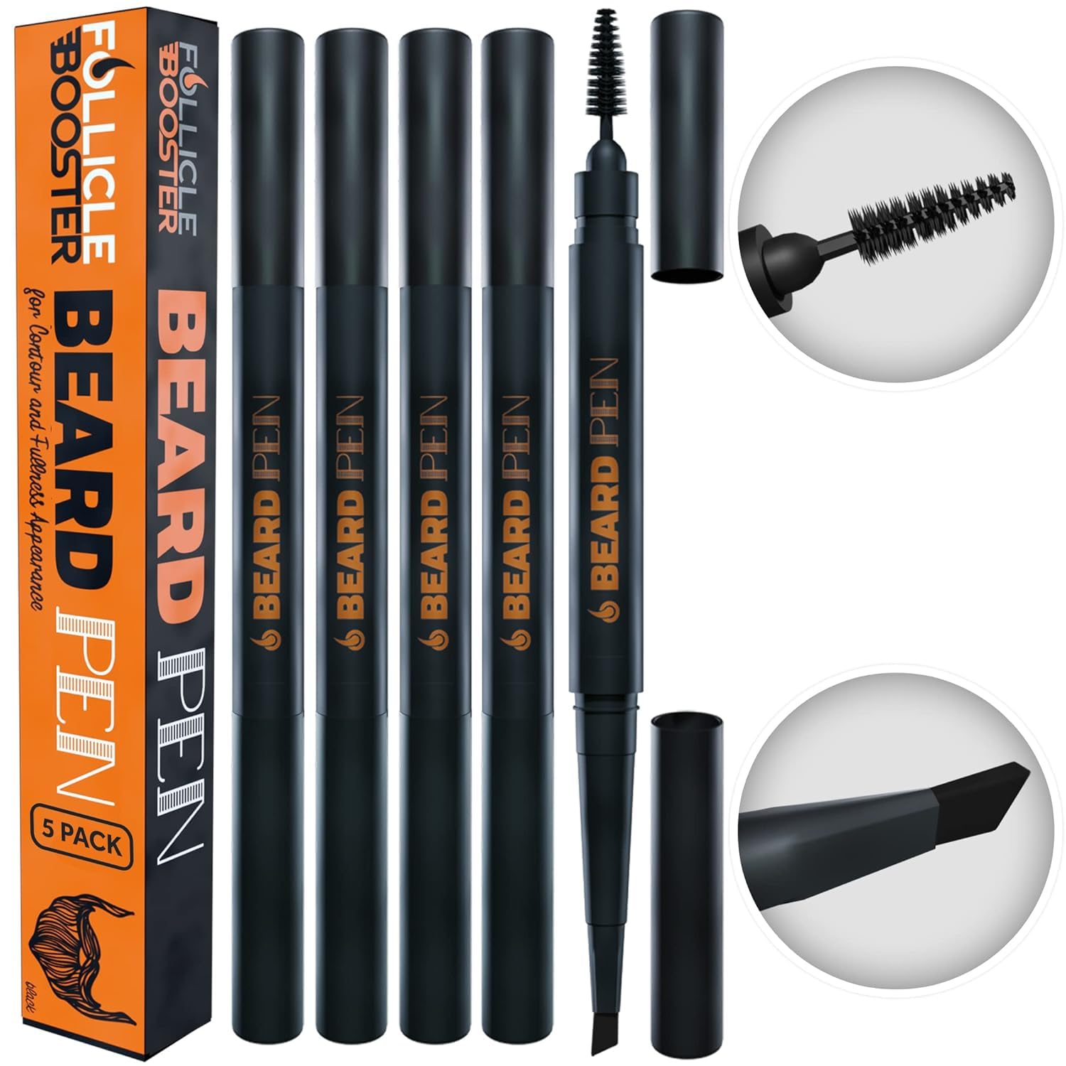 Beard Pen Filler for Men - Barber Styling Grooming Pencil - Waterproof, Sweat Proof, Long Lasting Solution with Natural Finish - Cover Beard and Scalp