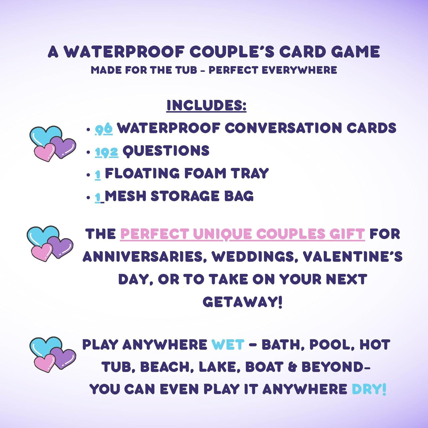 Couples Card Game – 192 Waterproof Date Night Conversation Starters for Couples | Romantic, Flirty & Fun Gift