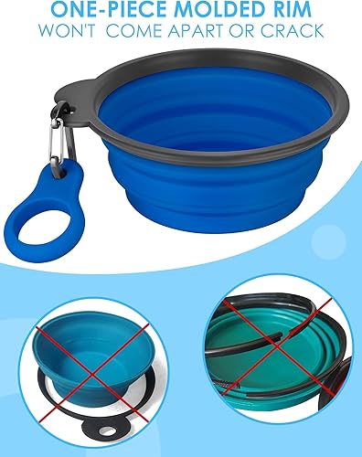 Miniatura 4 de Aonkey Tazones plegables para perros con portabotellas, paquete de 2 cuencos de agua para perros de viaje mejorados, borde moldeado de una sola