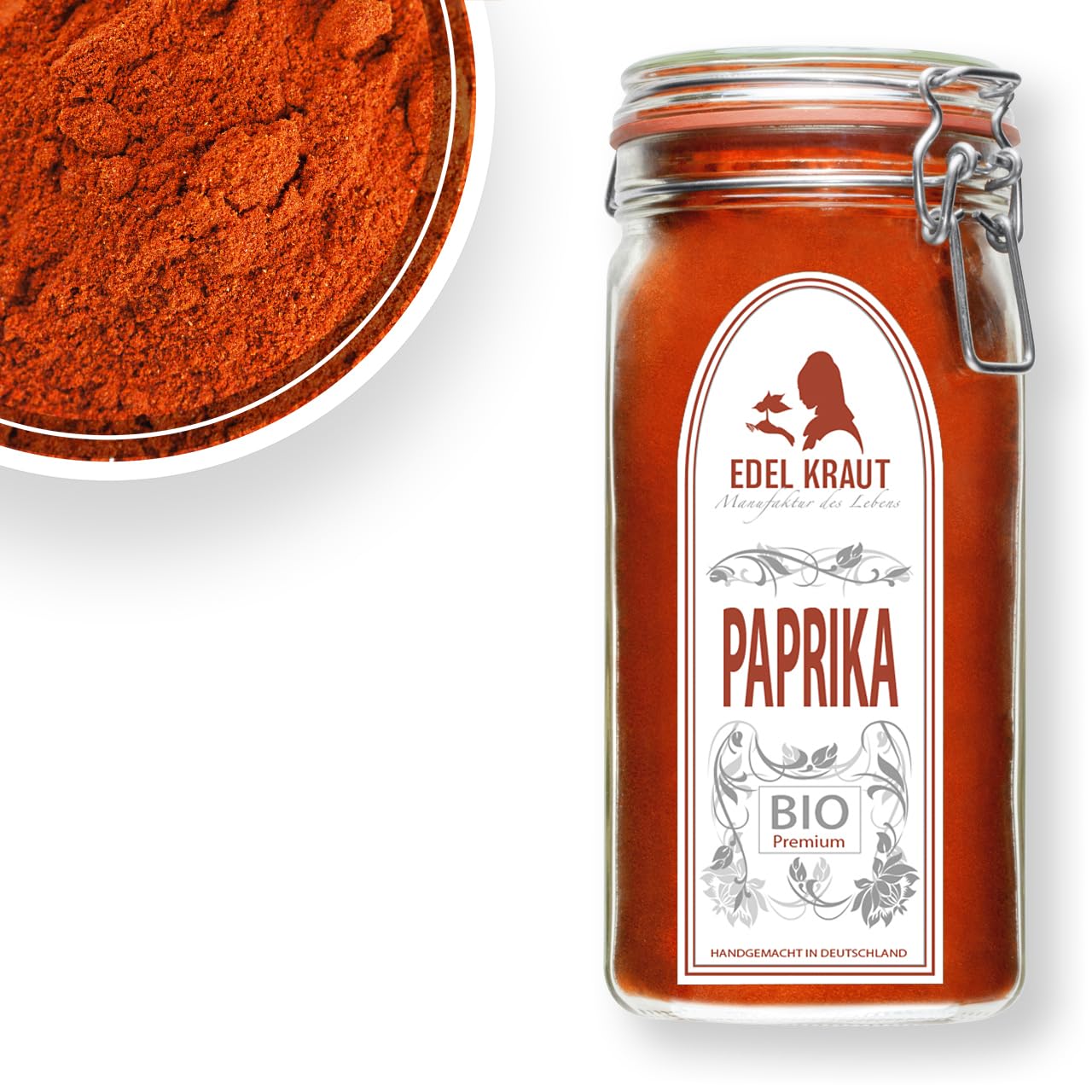 Paprika Edels  Organic 700 g in Premium Wire Clip Jar Elegant Herb - 100% Natural Organic Pepper Powder - Premium Pepper Spice - Organic Sweet Pepper Powder - No Additives