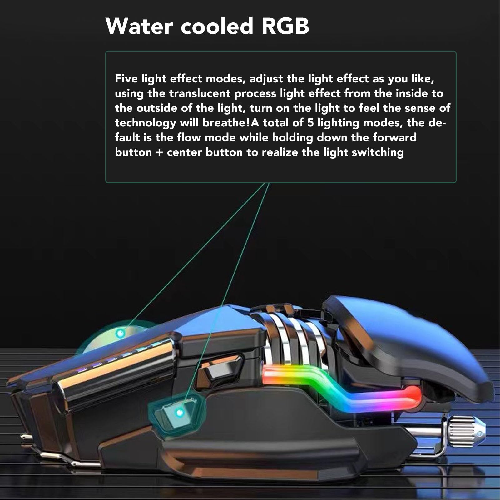 Cuifati Souris Bluetooth, Bluetooth 5.0 3.0 2,4 GHz, 3 Modes, 4 DPI Réglables, Souris de Jeu sans Fil RVB, avec 7 Boutons, Taux de Retour de 500 Hz, pour PC Portable, Utilisateurs (Blue)