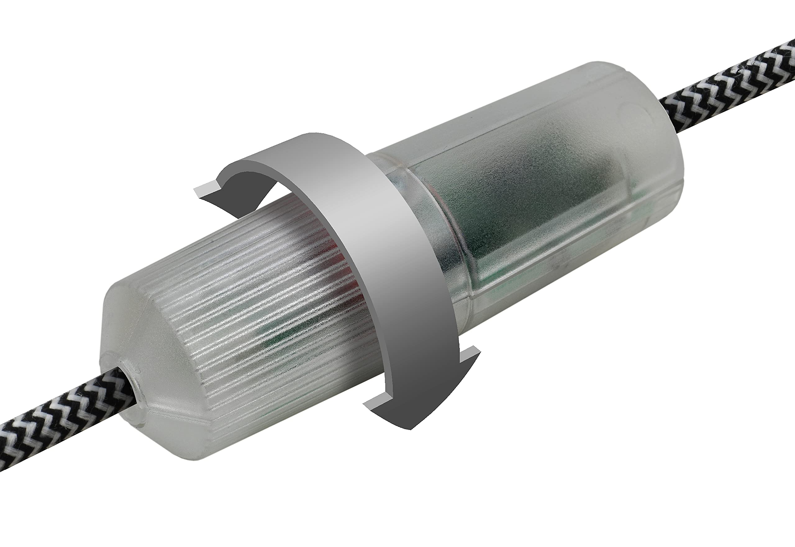 EHMANN 2800x0800 Elektronischer Schnurdimmer T28.08 transparent, Phasenanschnitt, 230V, 50Hz, Leistung: LED 3-35 W, 5-100 W/VA