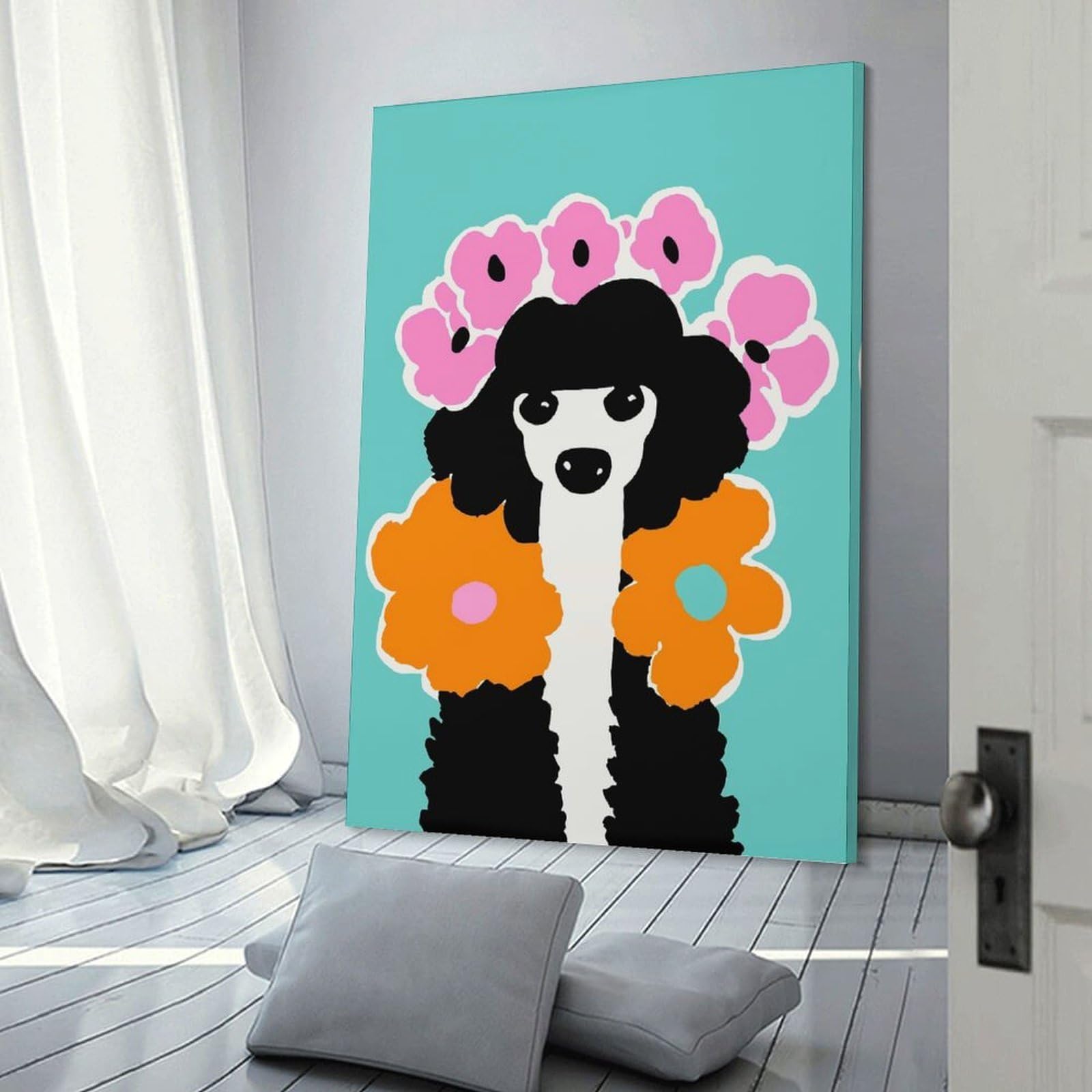 Junmoney Frame-Style Poodle Dog Nature Lover Room Decor Wall Art, 24X36inch(60X90cm), For Office, Study Or Home Workspace, A Smart Decor Choice For Study Walls