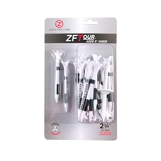 Zero Friction Tour 3-Prong Golf Tees (2-3/4 Inch, White, Pack of 40)