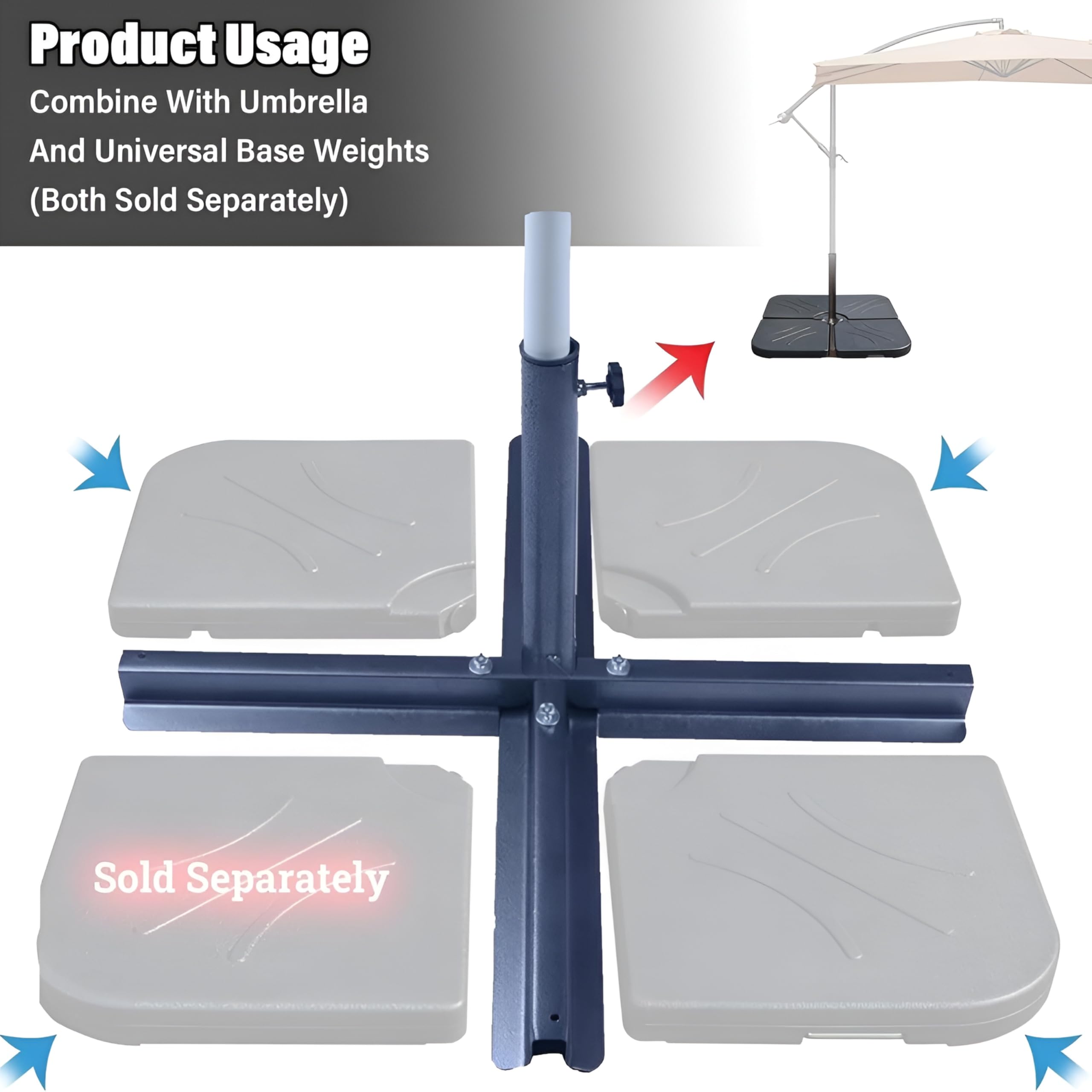 Metal Umbrella Base Stand, Umbrella Stand Outdoor Base, Cross Brace Stand for Outdoor Shade, Patio, Garden Umbrella Base Heavy Duty Universal