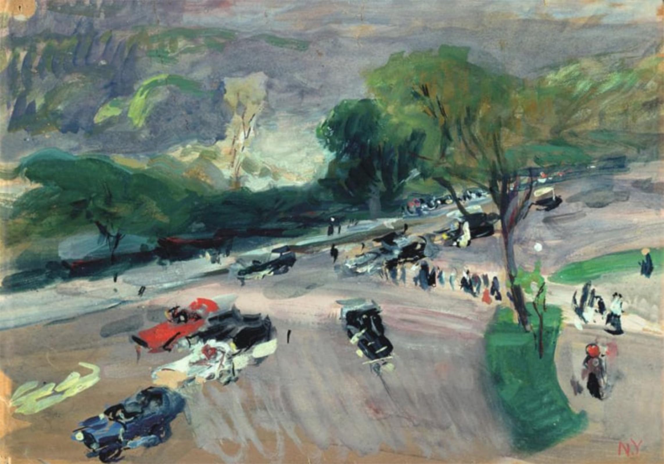 ARTXLXXBN Famous Prints Artwork Pictures Poster Painting Art the Entrance of Central Park by Joaquin Sorolla Y Bastida Artwork Landscape Pictures for Home Decor 60x90cm