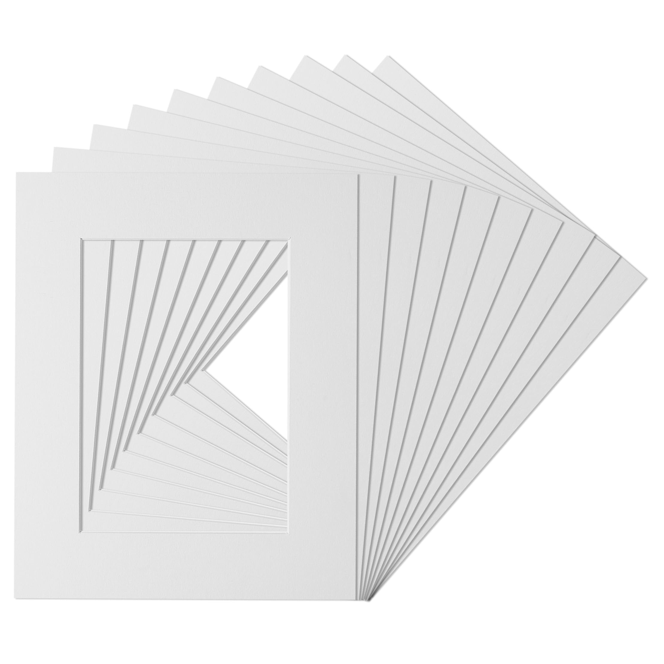 Pack of 10 White Picture Photo Mounts with Bevel Cut, 9" x 7" Mount to fit 7" x 5" Photos – Durable Age-Resistant Cardboard, Precision Fit for Standard Frames, Elegant Display for Home and Studio