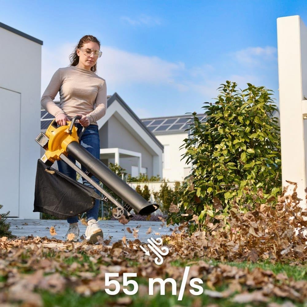 STIGA VS 100e Kit Schnurloser Staubsauger-Häcksler-Gebläse, 2 x 20V Akkus inklusive, 45L Fangsack, 3-in-1 Gerät für Laub und Schutt, Ladegerät inklusive
