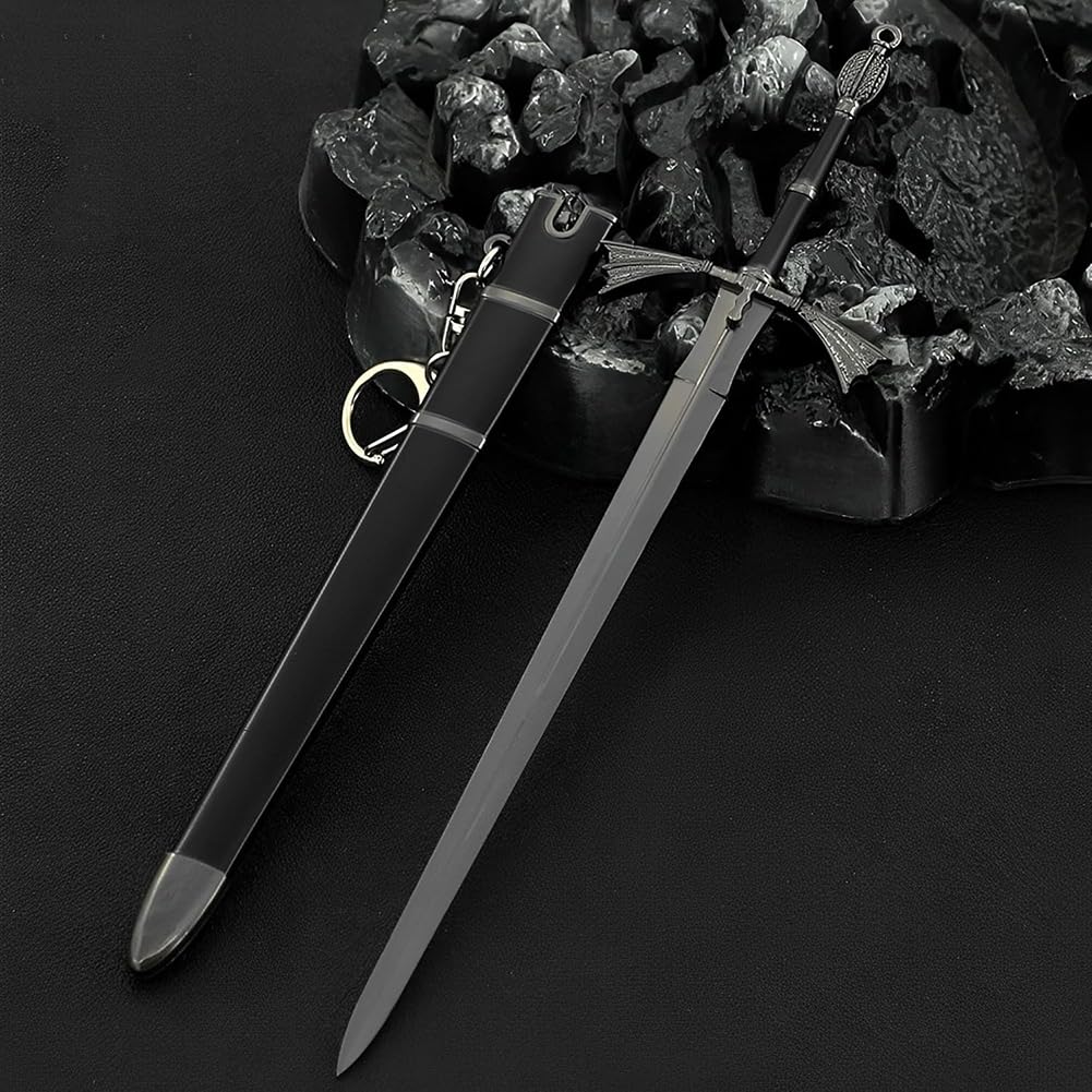 Figuras de colección, Réplica de la Espada Hermana Oscura Juego Tronos, Totalmente metálica, 22 cm (8,7 Pulgadas), con Soporte exhibición Tridimensional. Figura acción for Videojuegos