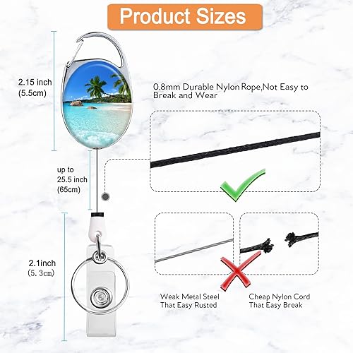 Vista 8 de Carrete retráctil para tarjetas de identificación con llavero retráctil para llaves, lindo nombre, carretes decorativos de tarjetas de Pretty