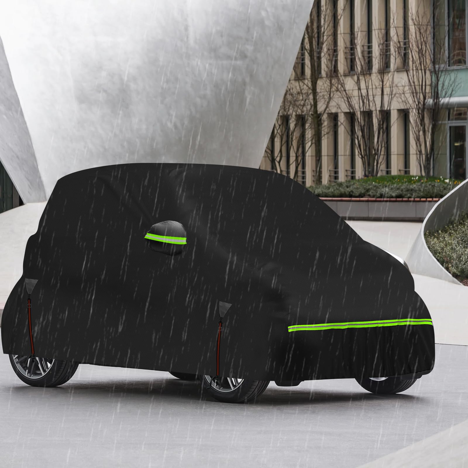 Funda impermeable para coche compatible con Smart Fortwo W453 2015-2024, 6 capas para exteriores, cubierta completa para automóvil, protección contra el sol, lluvia, rayos UV, polvo, con cremallera de