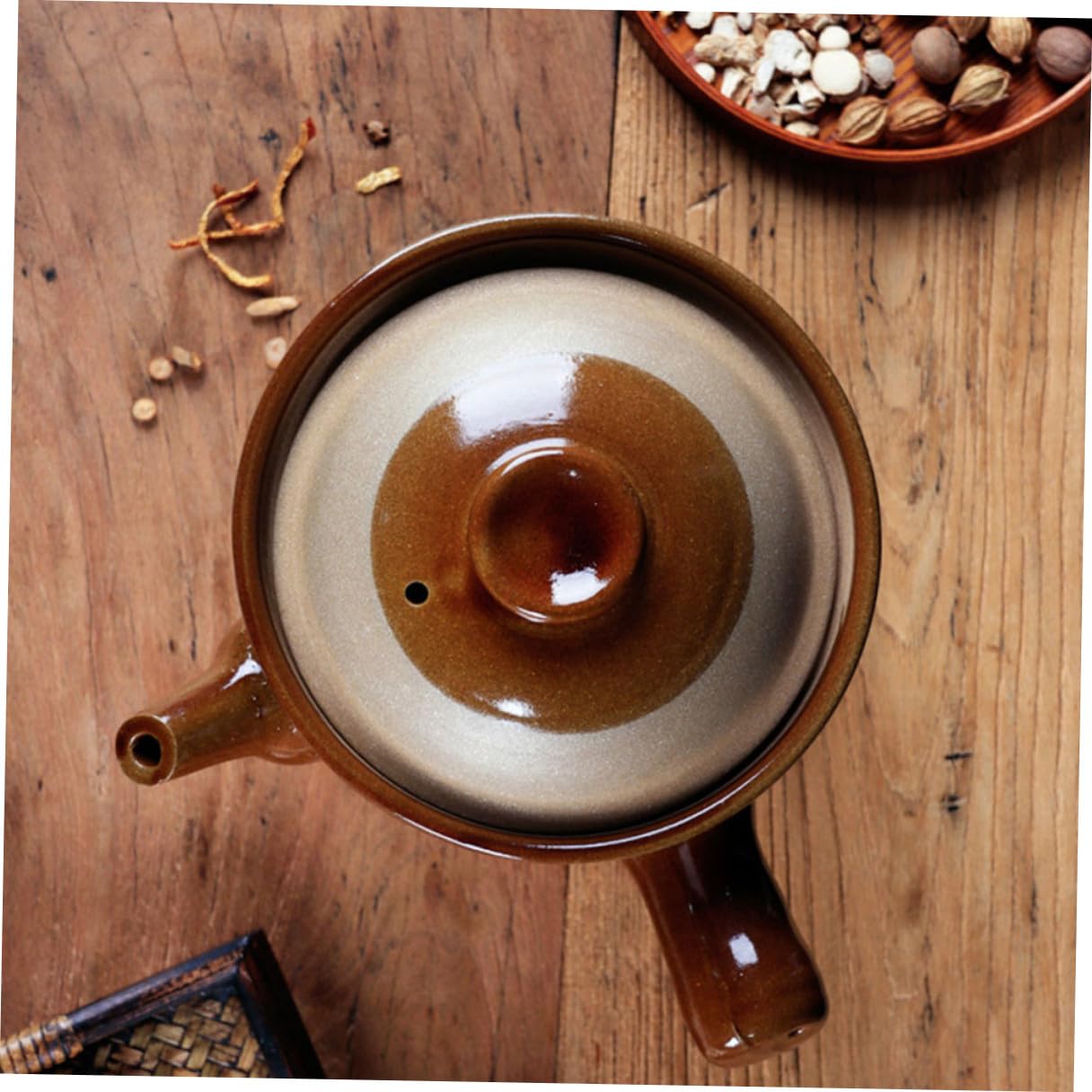 TOYANDONA Olla Pequeña de Barro China para Cocinar 3l, Adecuado para Hervir Medicina y Guisar Cacerola Picante, Utensilio de Cocina para Sopa y Superficie de Puente