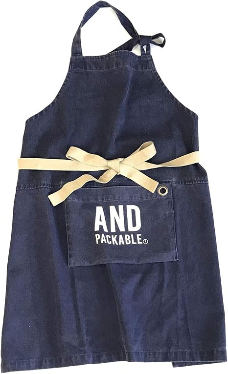Amazon アンドパッカブル エプロン オシャレ収納 ロゴ ネイビー 638 エプロン オンライン通販