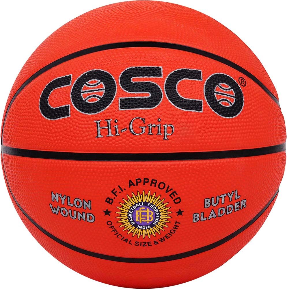 Hi-Grip Rubber Basket Balls, (Size 5, Orange)