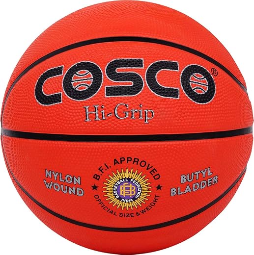 Cosco Hi-Grip Rubber Basket Balls, (Size 5, Orange)