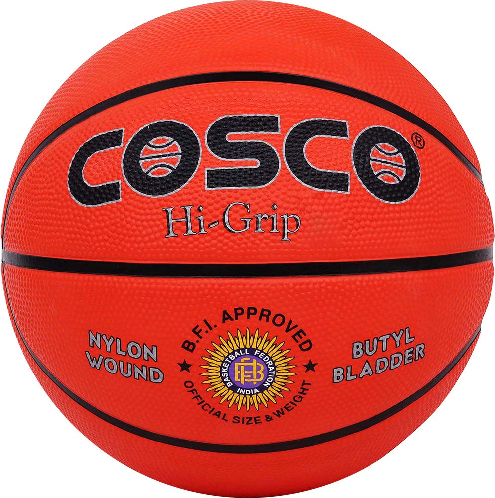 Cosco Hi-Grip Rubber Basket Balls, (Size 5, Orange)