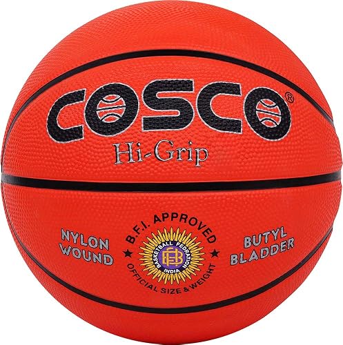 Cosco Hi-Grip Rubber Basket Balls, (Size 5, Orange), basketball