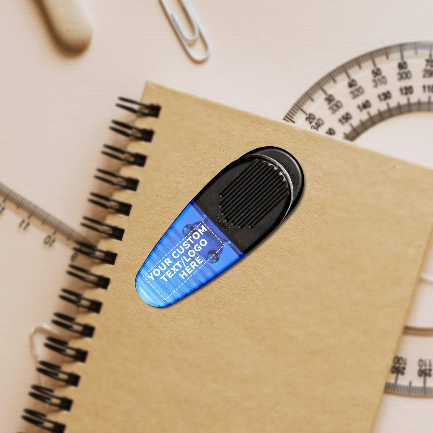 10 Magnetic Memo Holders Set - Customizable Text, Logo - Large Clip, Plastic - TBlue - Image 7