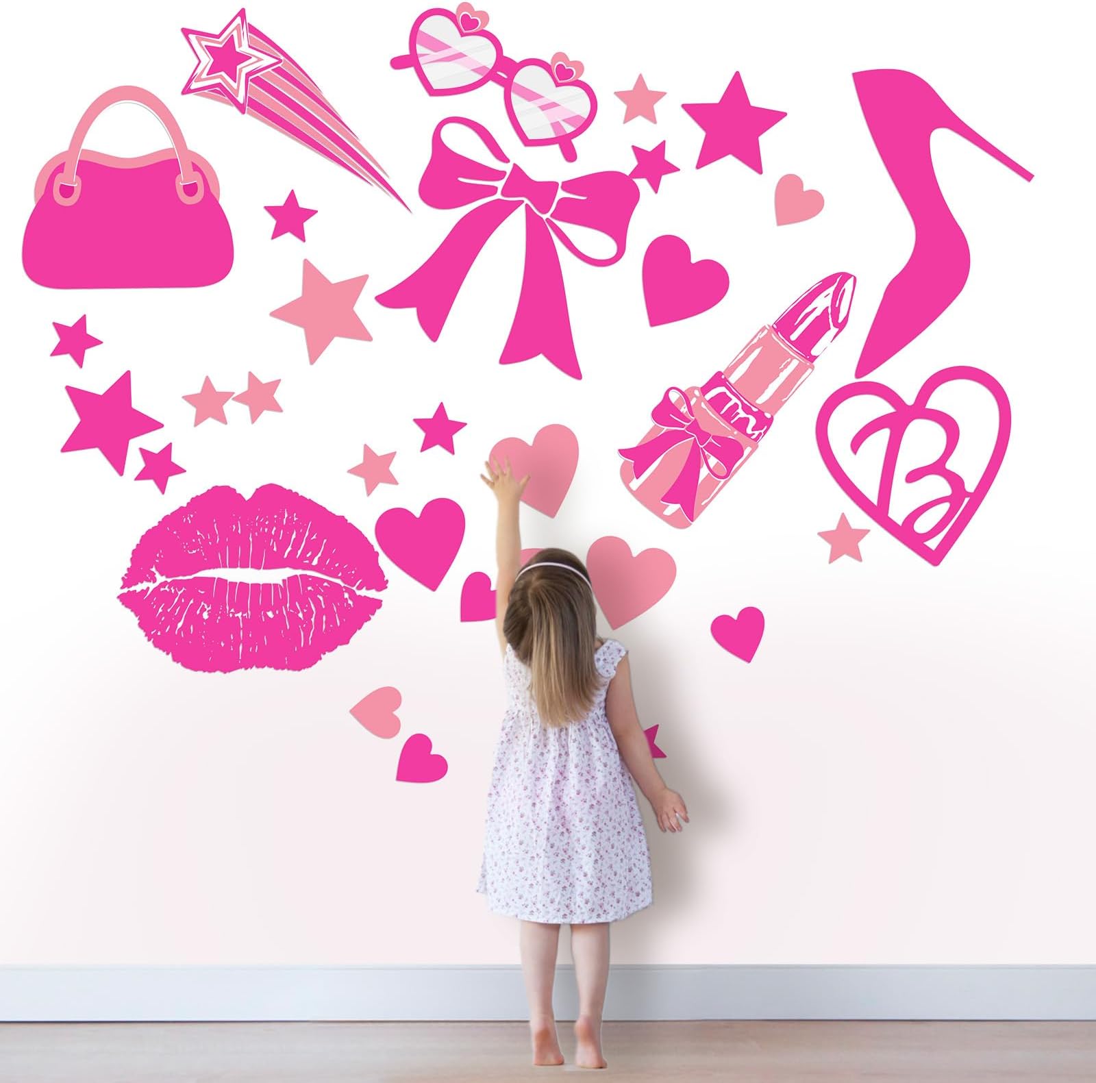 Kisston 9 Sheets Preppy Pink Wall Decal Hot Aesthetic Howdy