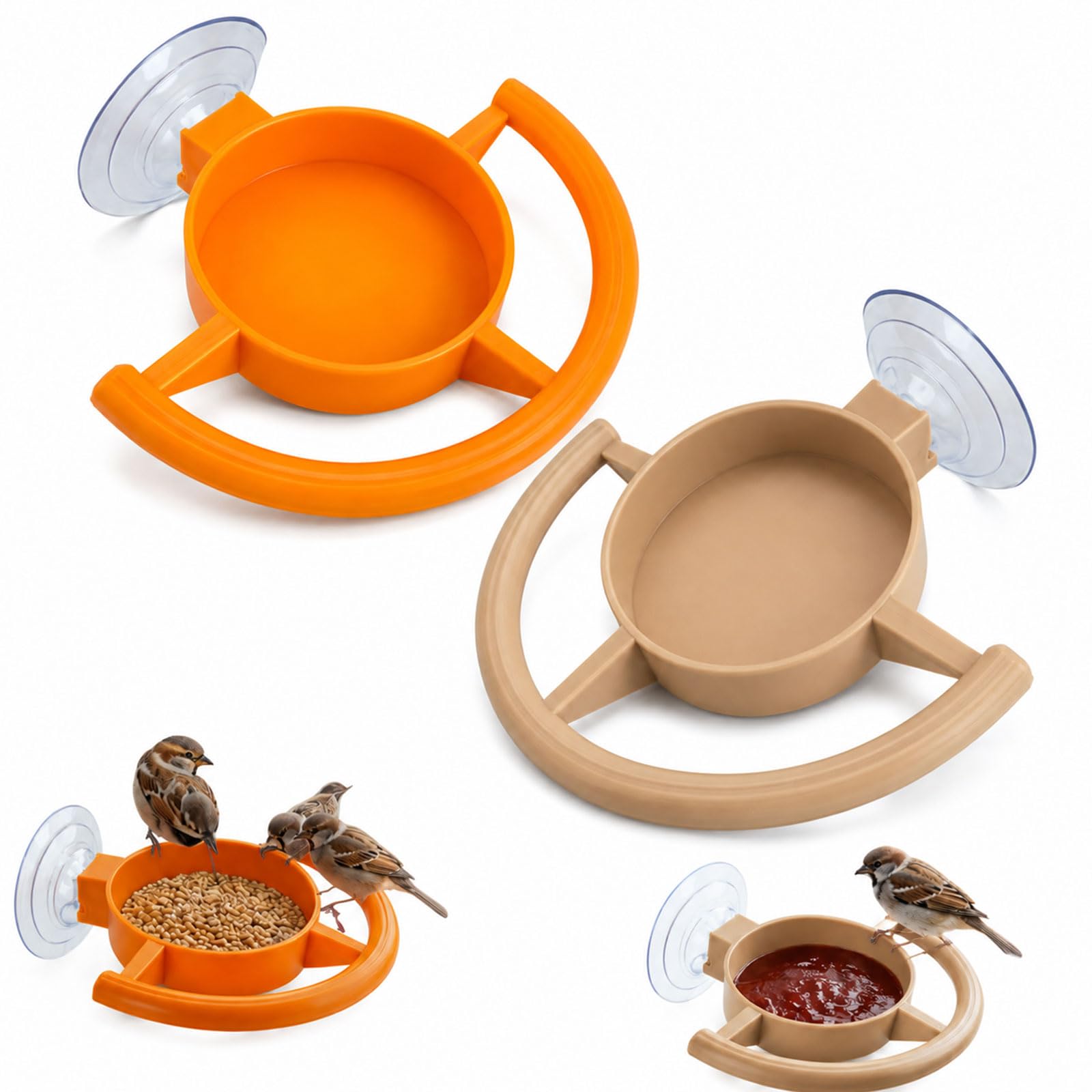 Window Bird Feeder with Strong Suction Cups Holder for Small Birds Outdoor