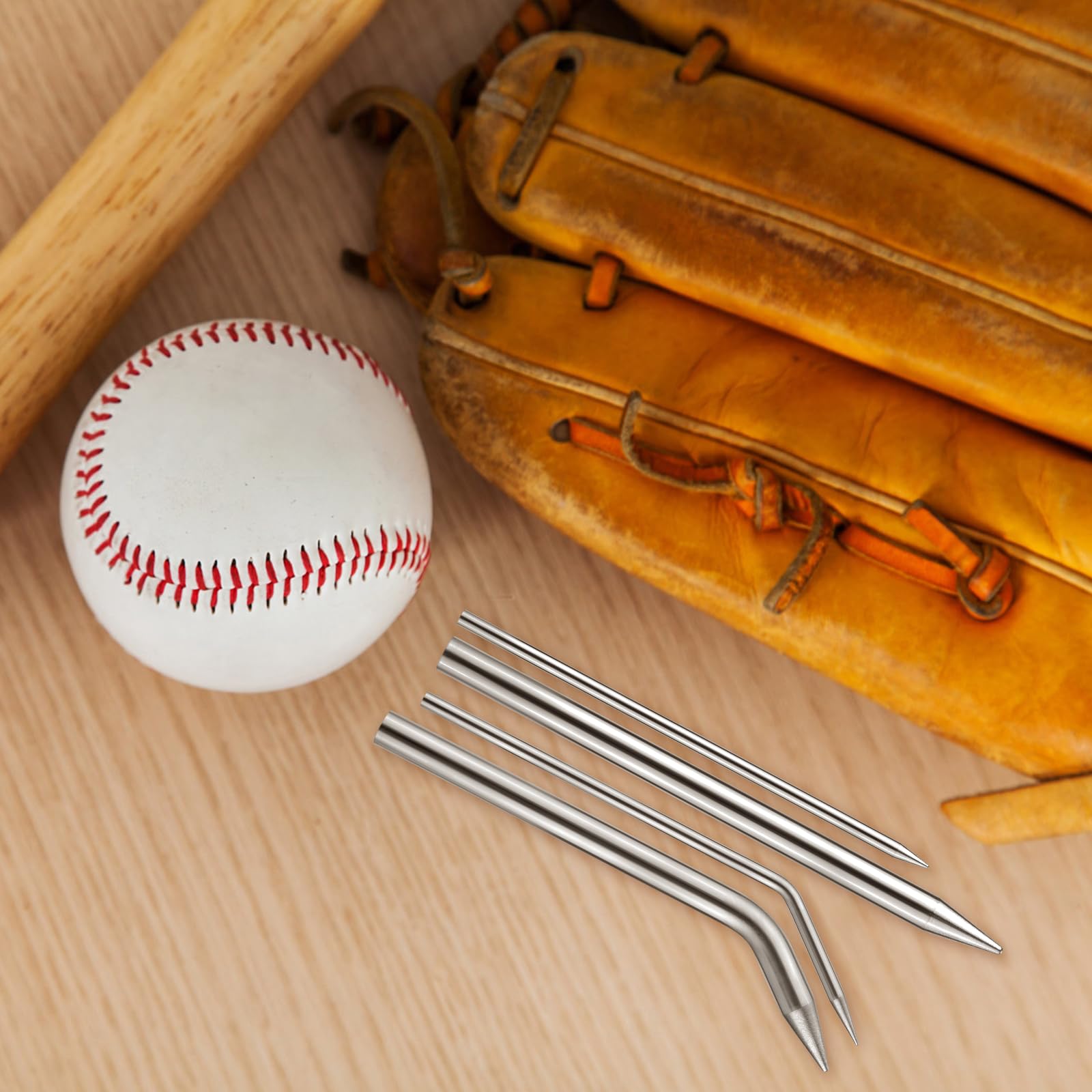 NQEUEPN 4pcs Aiguille Lacet Baseball, Kit de Réparation de Lacet Aiguille Lacet Cuir Durable Aiguille de Mitaine Précise Outil pour Le Relissage la Réparation des Mitaines de Baseball de Softball