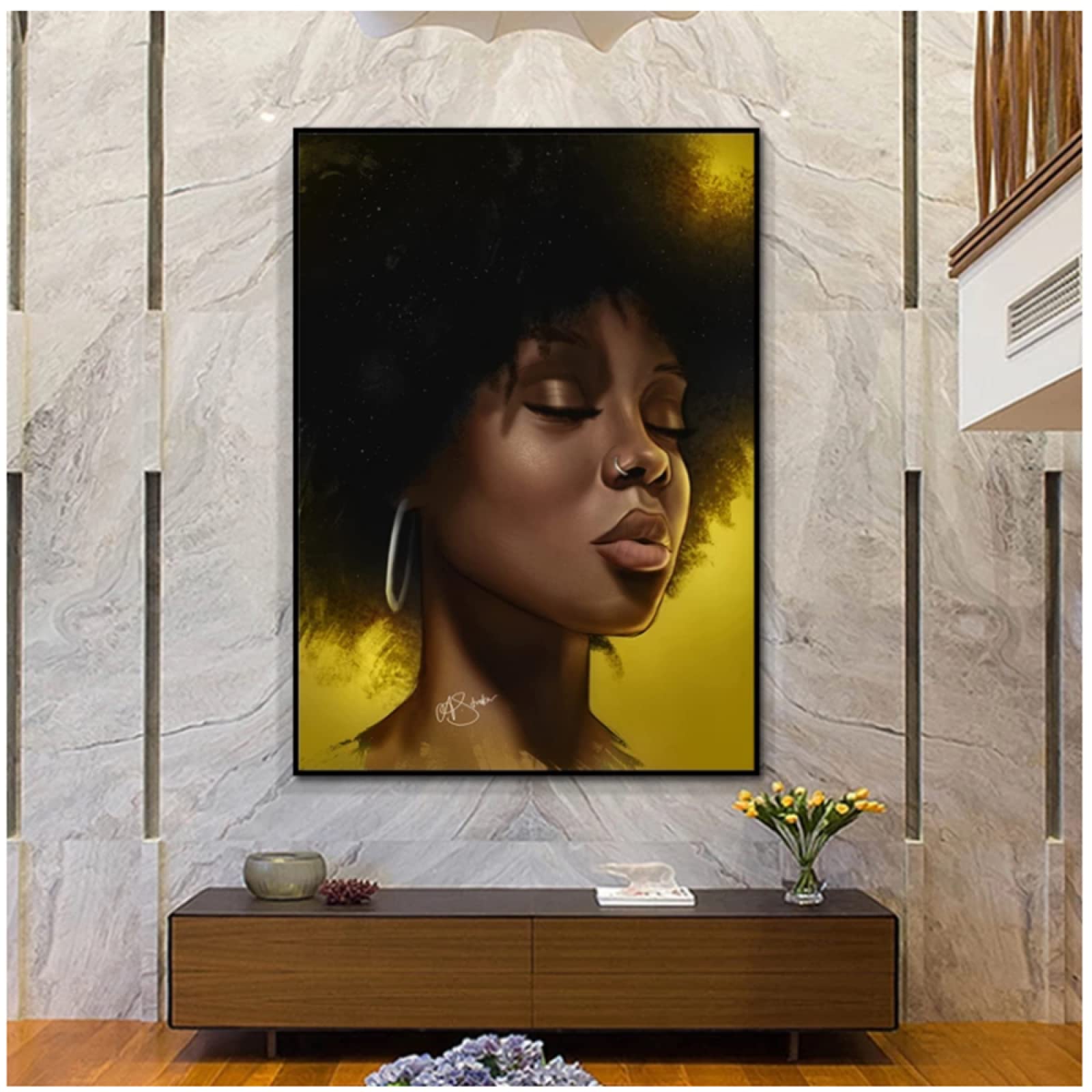 Amazon.co.jp: アフリカンビューティーアートキャンバス絵画かわいい