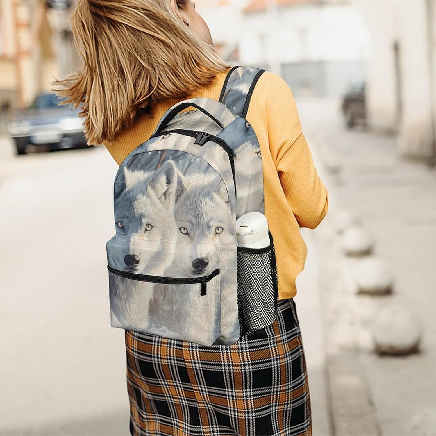 Sunlit Soulmates Wolves Wolf Laptop Backpack Lightweight Travel Daypack Shoulder Bag for Men Women