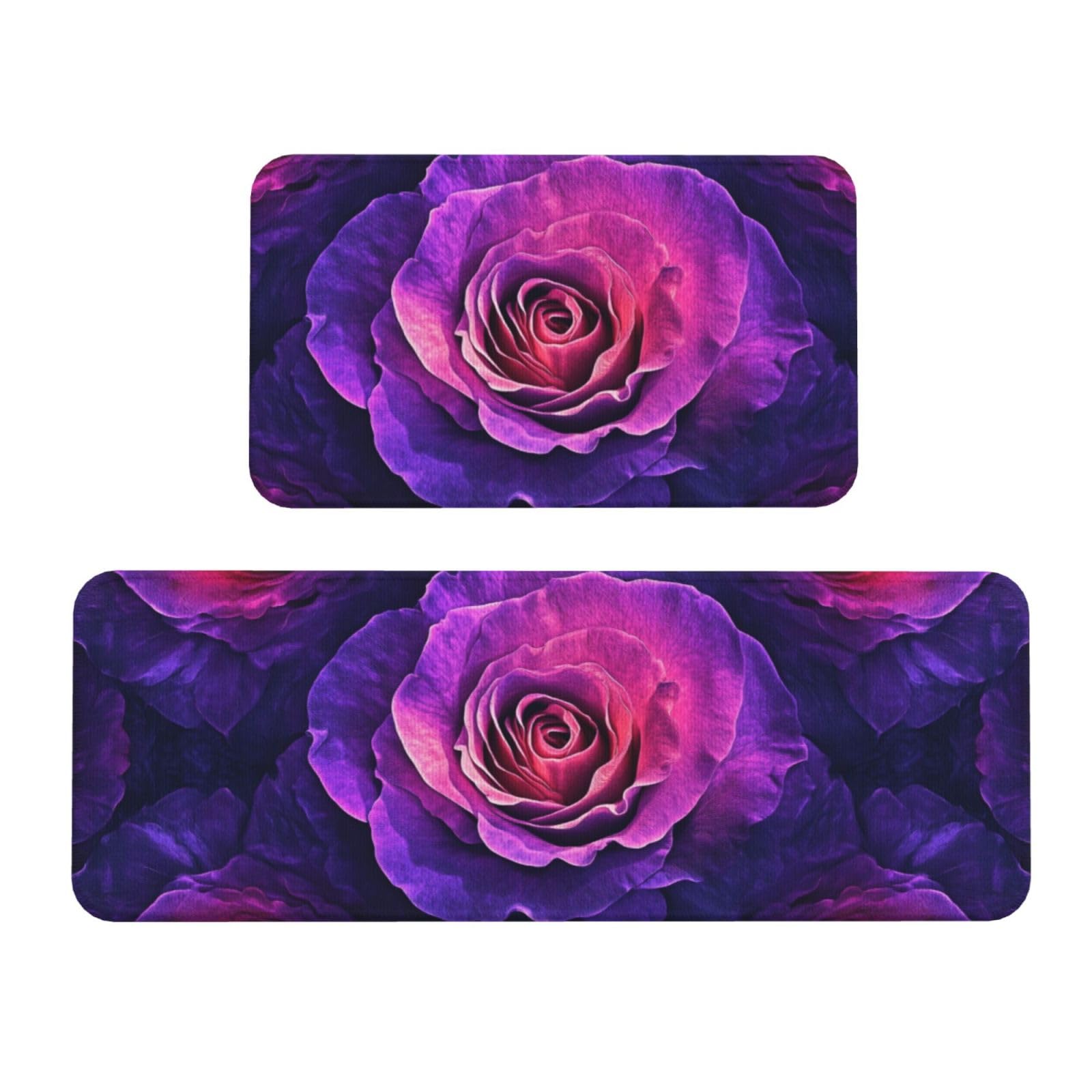 Tapetes de cocina de diseño premium acolchados en color rojo y morado