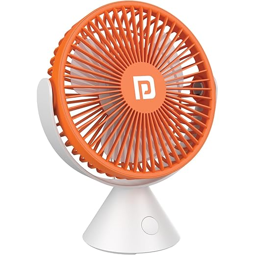 Portronics Aero Breeze Portable table Fan 178mm, USB Rechargeable Fan, 3 Speed Airflow, Battery Powered Silent Operation, 4 Hours Back Up, 360 Rotatable USB Fan, BLDC Fan for Kitchen,Office,Home
