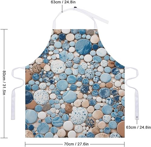 Miniatura 2 de Personalized Blue And Brown Mix Adult Apron, Kitchen Cooking Aprons for Woman Man, Adjustable Bib Apron with Pocket for Baking, BBQ Crafting