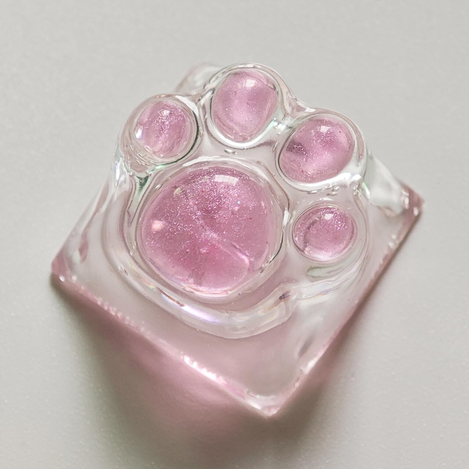 Cat Claw Keycap Cute Drip Glue Backlight Keycaps DIY ESC Arrow Key Keycap Replacement for Cherry MX Gaming Mechanical Keyboard (Pink Transparent)-image-2