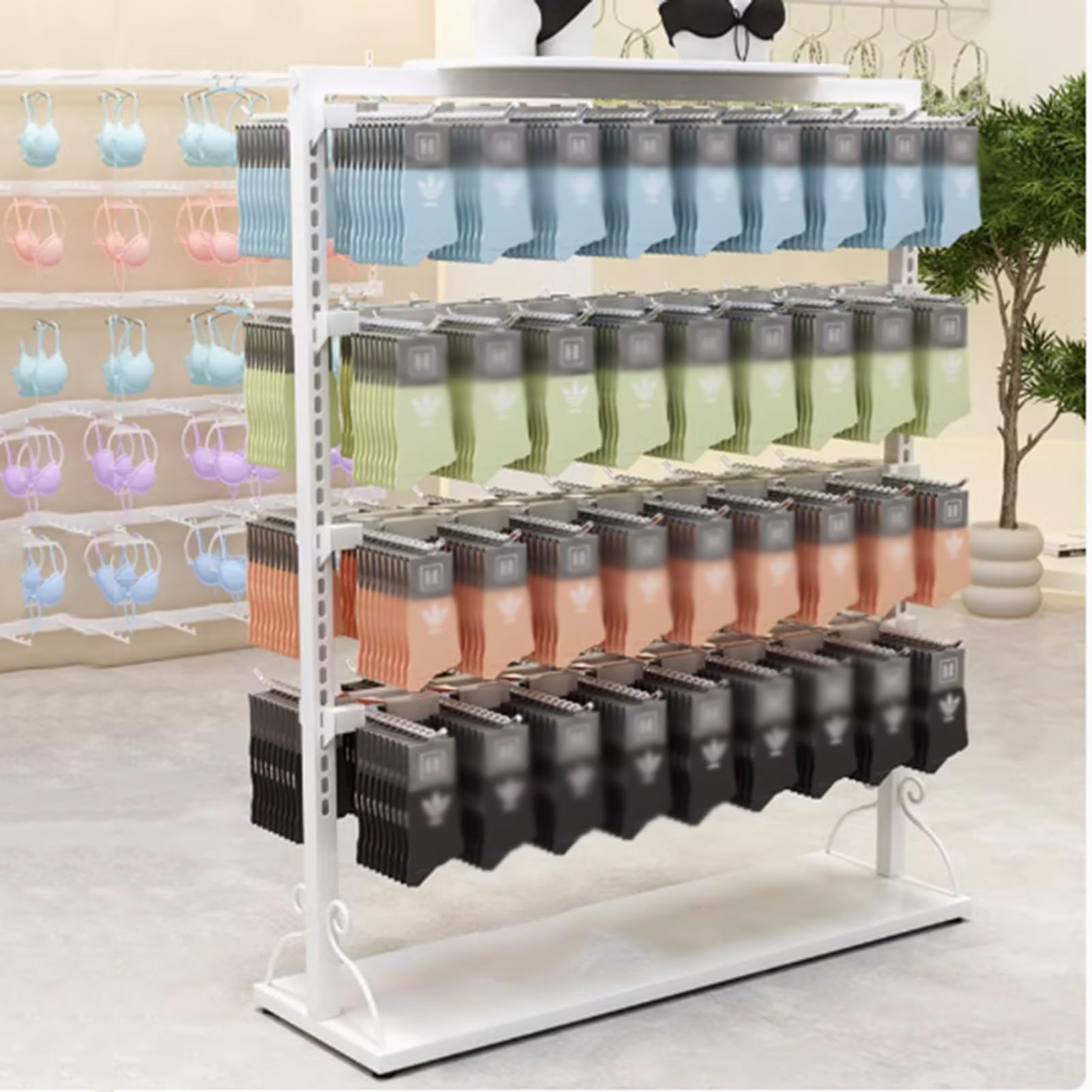 JevLoN Clothing Store Sock Display Rack, Multifunctional Panties Bra Gloves Retail Organizer, Commercial Organizer, Suitable for Supermarkets Mall Boutique Retail Store(White,150x40x135cm)