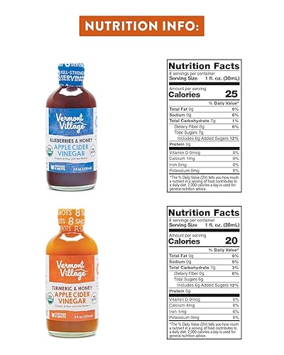 Miniatura 7 de Vermont Village Paquete de muestras de vinagre de sidra de manzana orgánico 8 oz paquete de 4 sabores