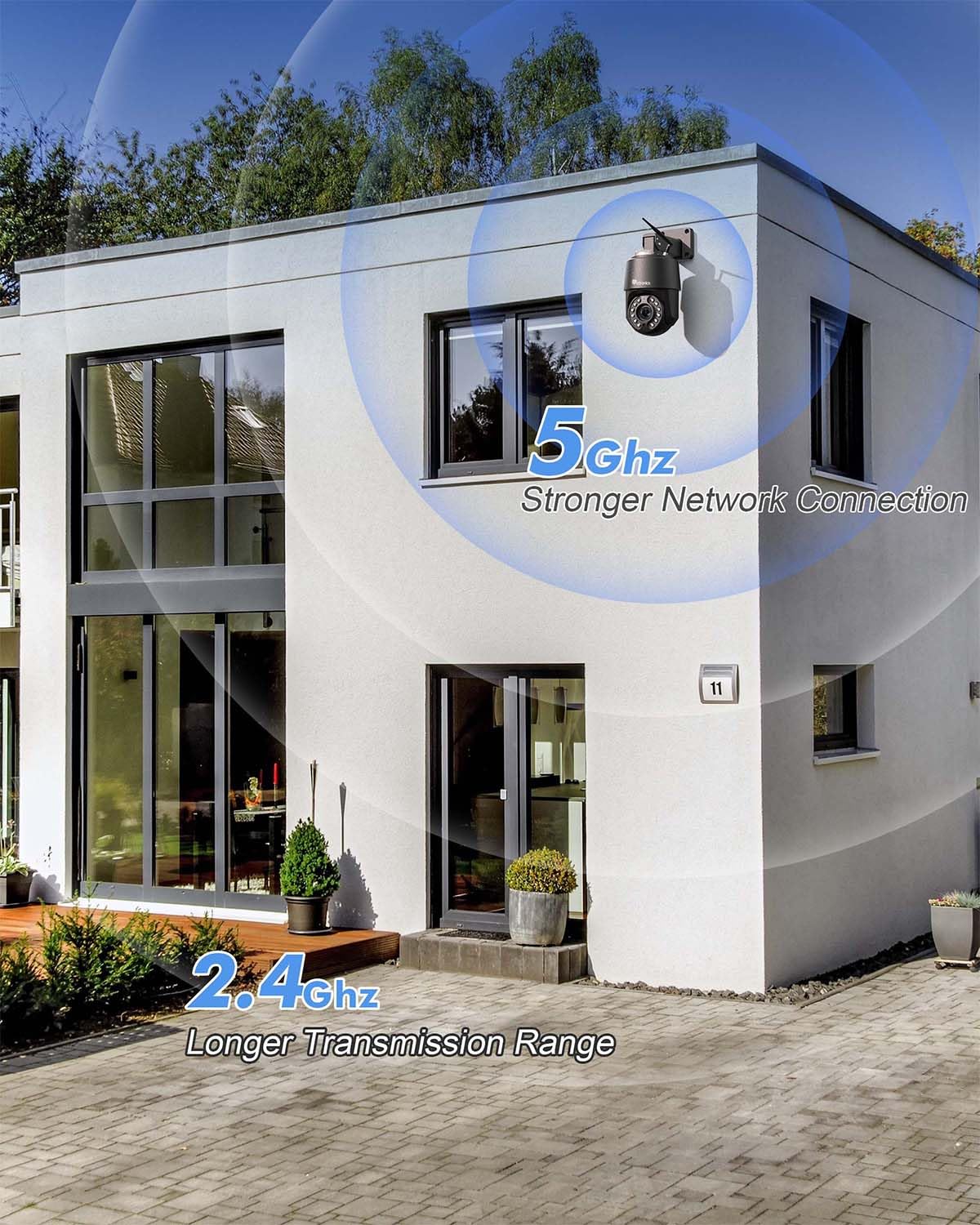 Ctronics 4K 8MP 16X Zoom Óptico Cámara Vigilancia WiFi Exterior 5Ghz/2.4Ghz | PTZ IP Cámara con Auto Crucero/Seguimiento/Zoom Detección de Personas/Vehículos/Mascotas,Visión Nocturna 60m (Negro)