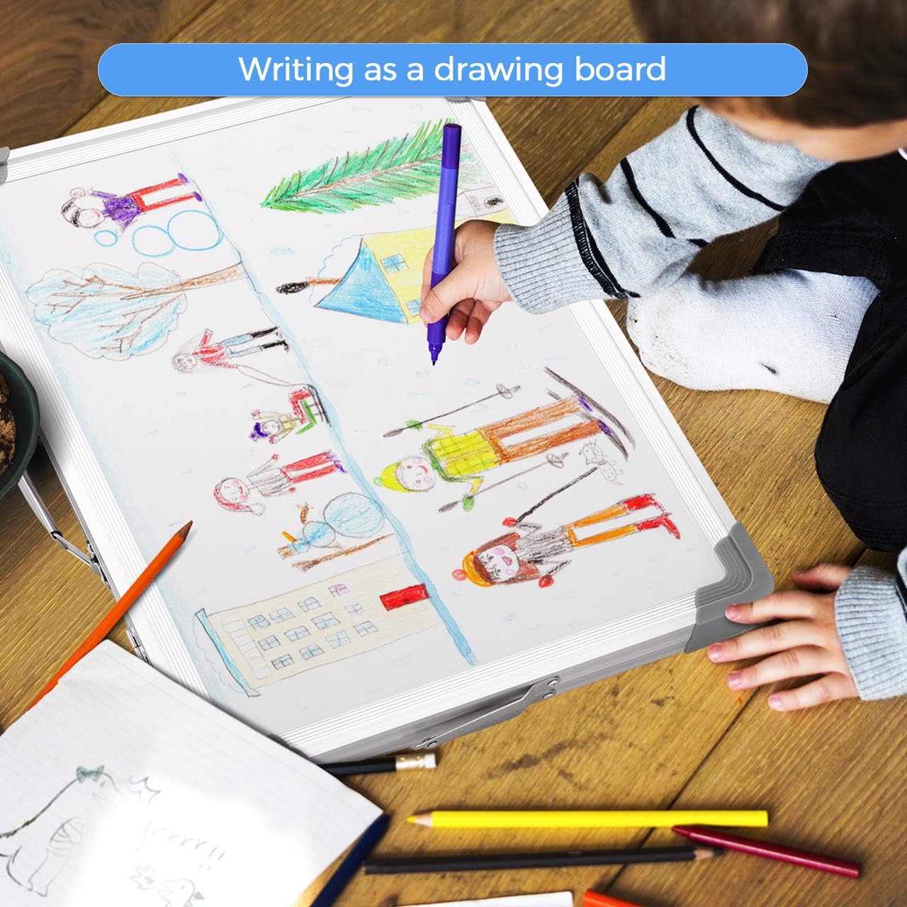 RIOFLY Small Dry Erase Board - 16" x 12" Magnetic Double Sided Desktop Whiteboard Portable Easel with Stand & Holder for Kids Drawing Teaching Memo Office Home White : Office Products