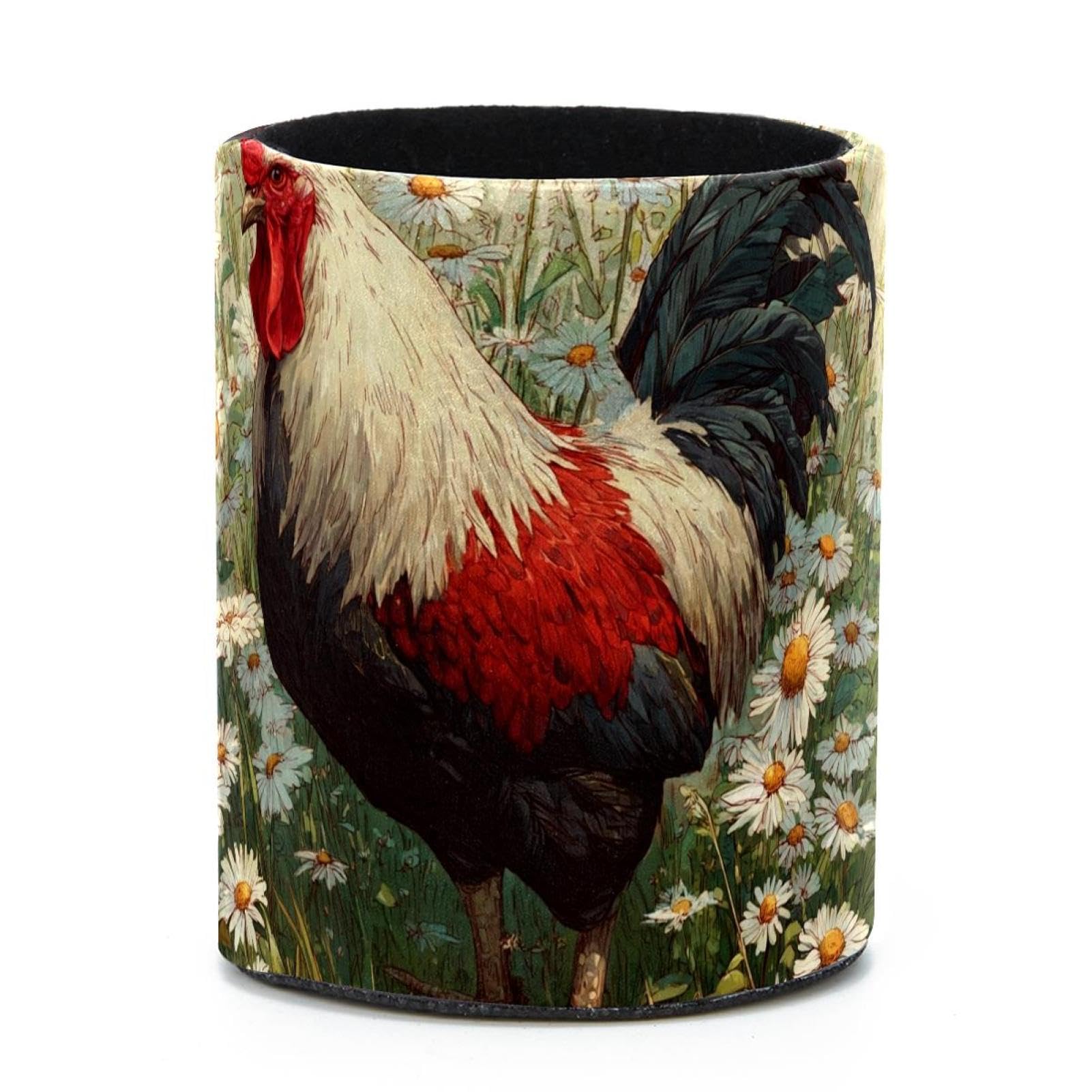 VAPOKF Round Pencil Holders for Desk, Rooster Pen Holders Pen Pot Makeup Brushes Storage Desktop Stationery Supplies Organiser for Home Office