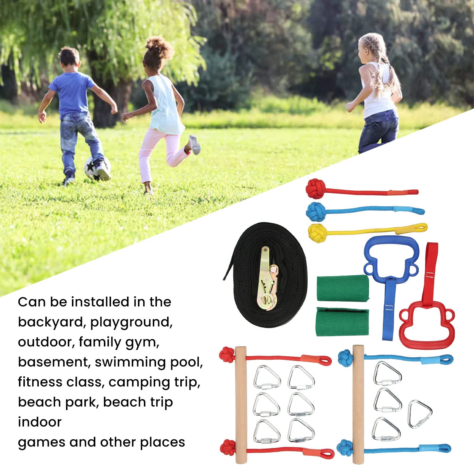 Shanrya Anelli Monkey Bar Indoor, Anelli Monkey Bar per Bambini Stimolare la Competitività Sviluppare Hobby Sportivi Attrezzatura Ginnastica Indoor per Parco Giochi