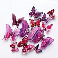 Vista 12 de Calcomanías 3D de mariposa, 24/48 unidades, para decoraciones de pared, fiestas, con imanes (rosa, 24)