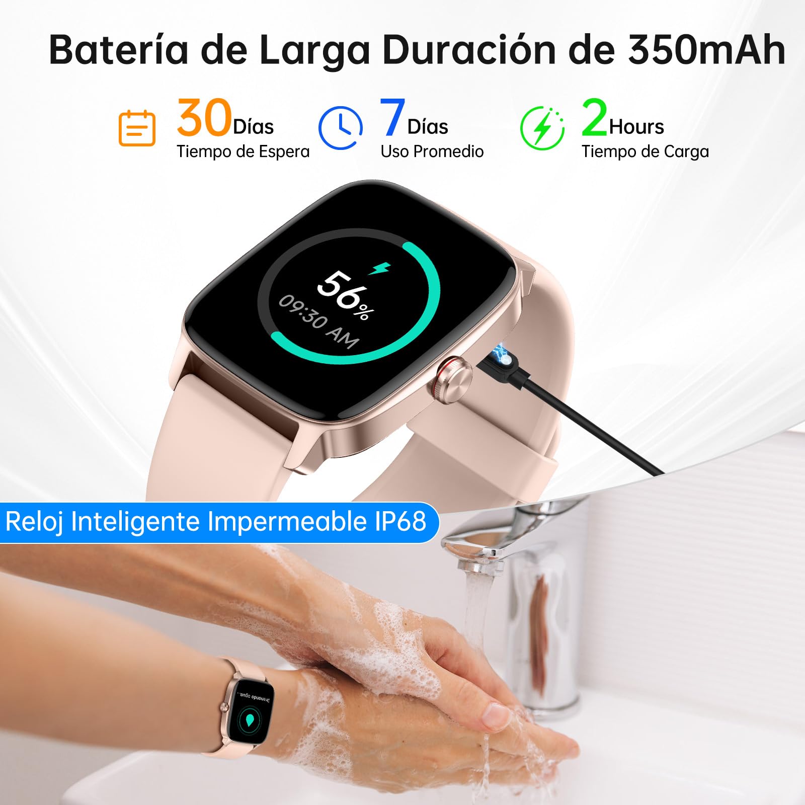 Reloj Inteligente Mujer Hombre con Llamadas Bluetooth y Voz AI, 1.85'' Smartwatch con Whatsapp Notificación, Pulsómetro/SpO2/Sueño/Podómetro, 110+ Modos Deportivos, Impermeable IP68 para iOS/Android