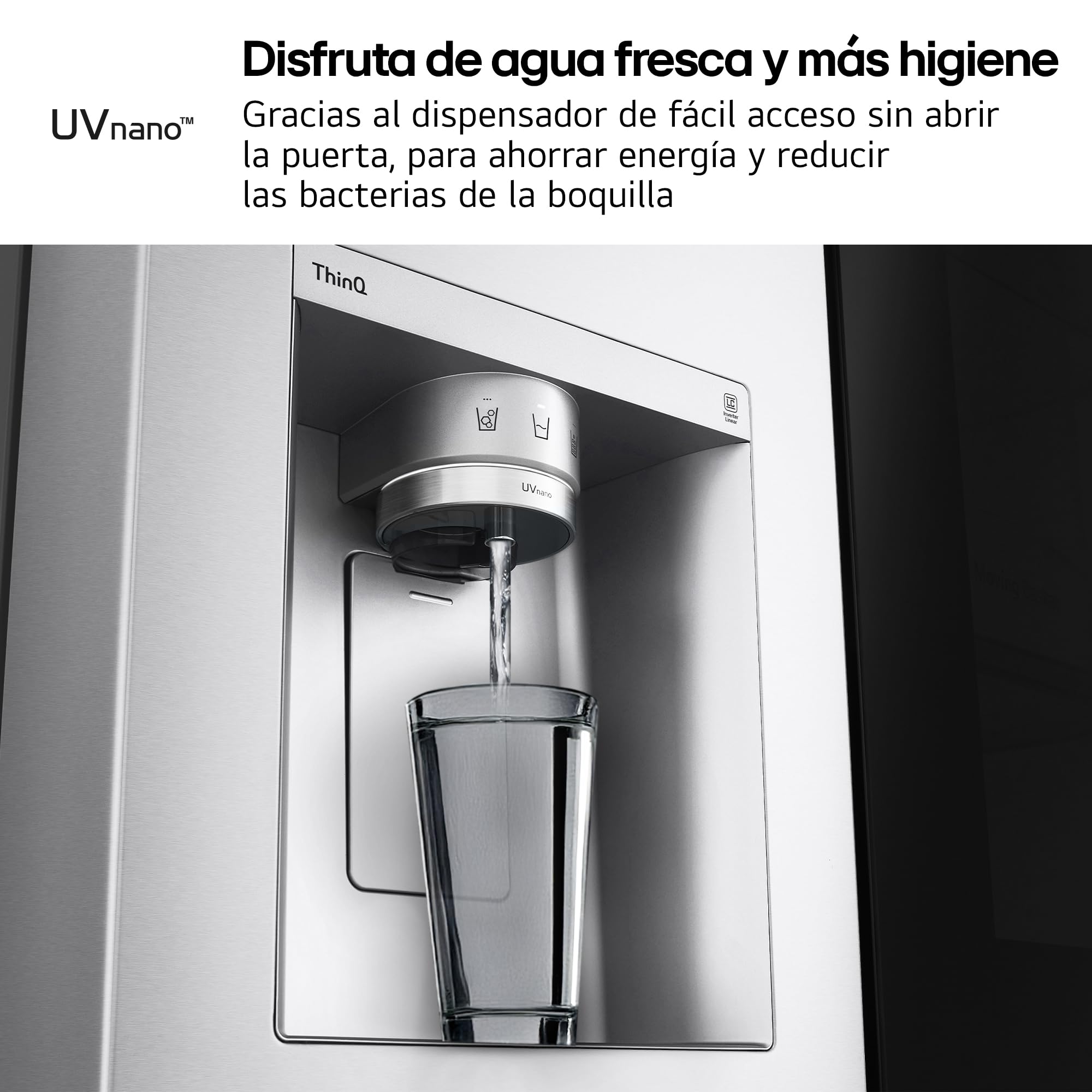 LG GSXV91BSAE - Frigorífico Side By Side, Serie 900, Instaview Door-in-Door, Fresh Balancer, Clasificación E, 635 L, Sin Toma de Agua, Inox Antihuellas