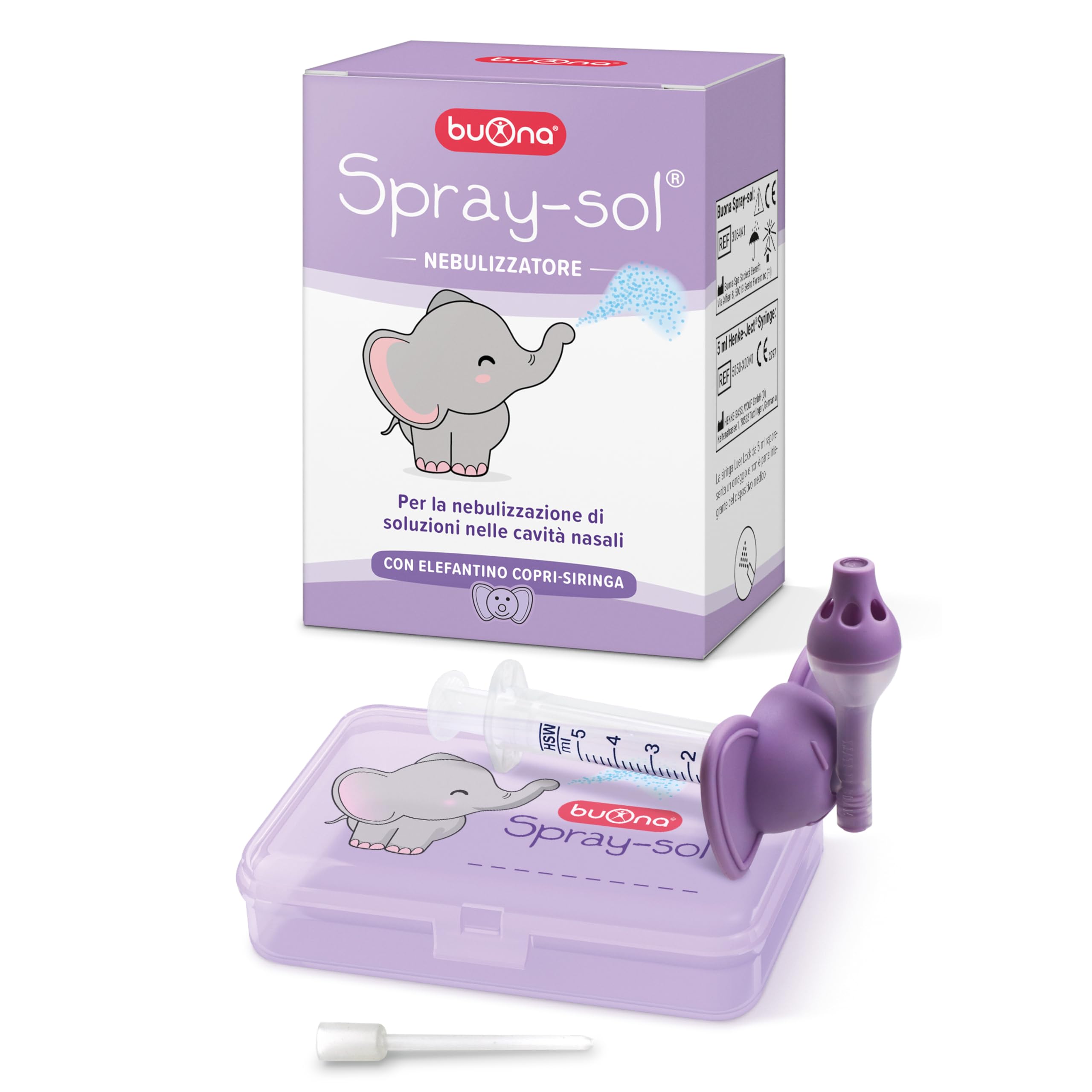 Buona Spray Sol Dispositivo Medico per Lavaggi Nasali Bambini e Adulti Nebulizzatore per Lavaggi Neonato, a Partire dai 3 Mesi di Età, per Vie Respiratorie, Lavaggio Nasale Bambini