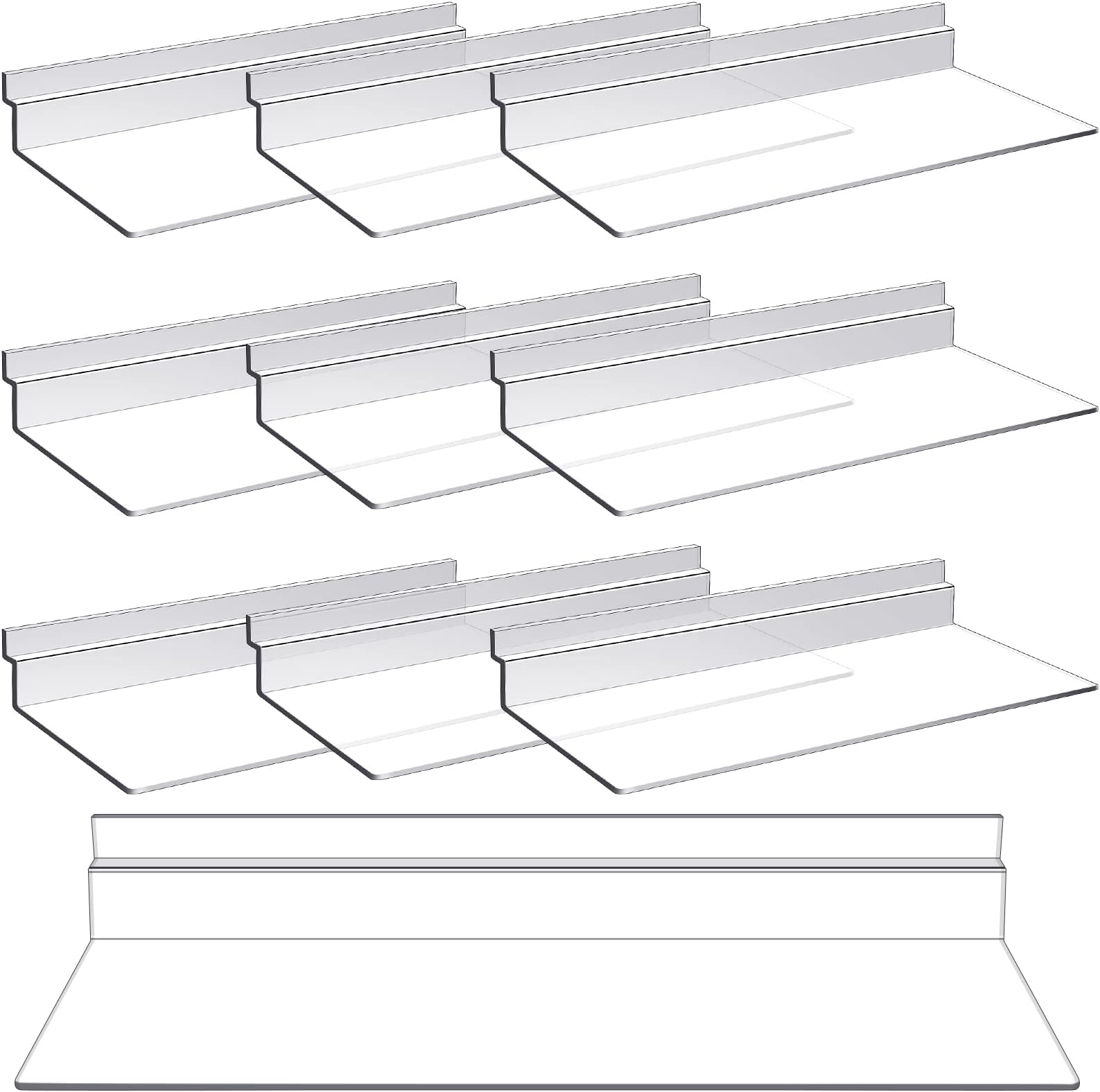 4 x 10 Inch Slatwall Shelves Hanging Slatwall Accessories Clear Slatwall Shelf Plastic Shelves for Wall, Home Shoe Stores Boutiques Supplies (10 Pack)