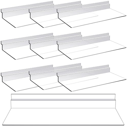 Miniatura 16 de Kathfly Paquete de 4 estantes de pared de listones de 4 x 10 pulgadas, accesorios para colgar, estantes transparentes de plástico para pared