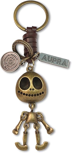 AuPra Skull KeyRing Gift Ideas Leather Skeleton KeyChain Addition Surprise Keys Present