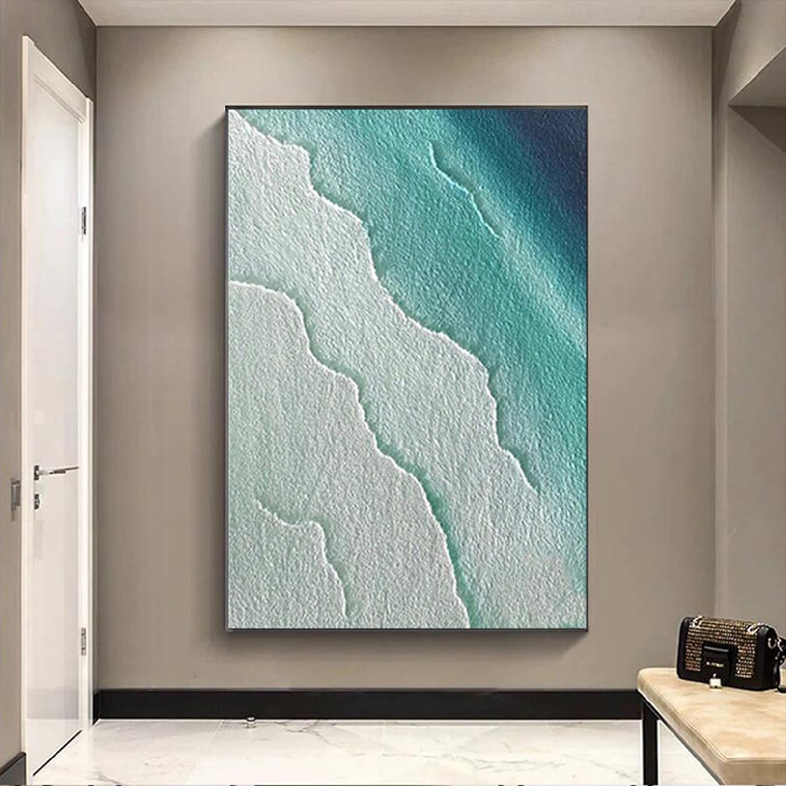 Peinture à l'huile fait main 70x90cm avec cadre moderne pour décoration murale de salon