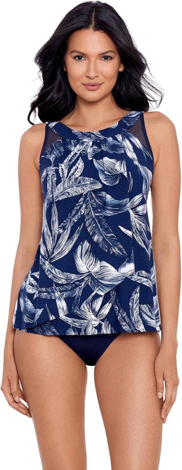 Miraclesuit Women's Swimwear Ursula Hidden Underwire Mesh Detail Tankini Bathing Suit Top