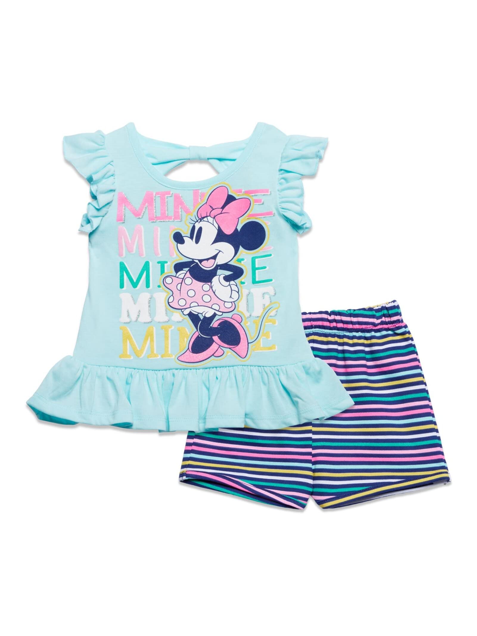 Disney Minnie Mouse Tank Top and Active Retro Dolphin French Terry Shorts Infant to Little Kid