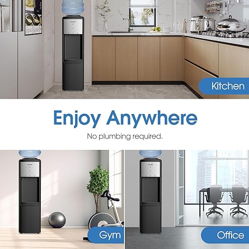 Miniatura 6 de Dispensador de agua caliente y fría, dispensador de enfriador de agua de carga superior para botellas de 3 o 5 galones, dispensador de agua de carga