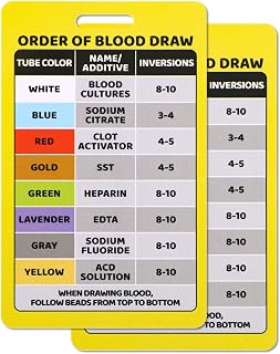 2pcs Order of Draw Badge Card, Vertical Phlebotomy Cheat Sheet Essentials Waterproof Blood Draw Reference Card Badge Reel Accessories for Nurses Clinicians RN Students Supplies Grad Gift